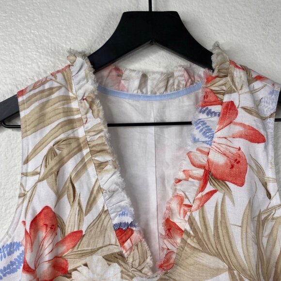 Tommy Bahama Womens Two Palms Ruffle Linen Shift Dress Multicolor Tropical Sz XS - Picture 7 of 16